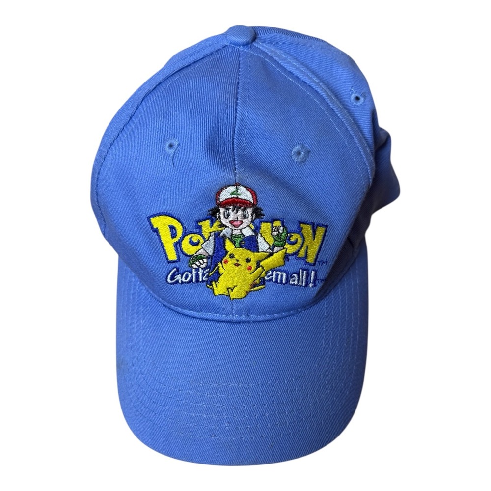 Vintage Pokemon Ash Pikachu Gotta Catch Em All Blue Baseball‎ Cap Kids Youth